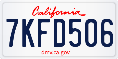 CA license plate 7KFD506