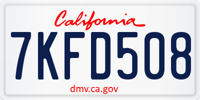 CA license plate 7KFD508