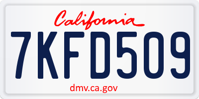 CA license plate 7KFD509