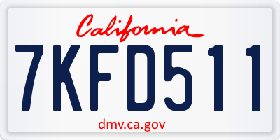 CA license plate 7KFD511