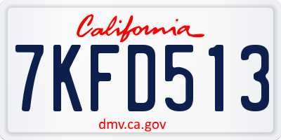 CA license plate 7KFD513