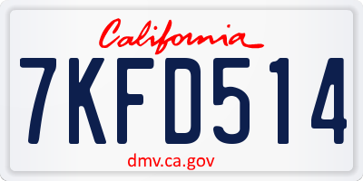 CA license plate 7KFD514