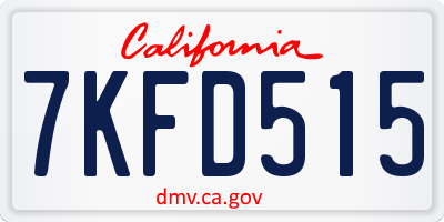 CA license plate 7KFD515