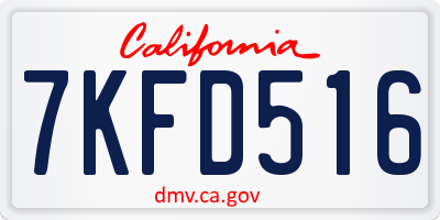 CA license plate 7KFD516