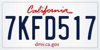 CA license plate 7KFD517