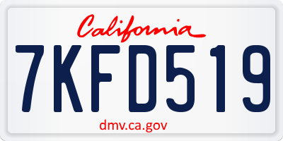 CA license plate 7KFD519