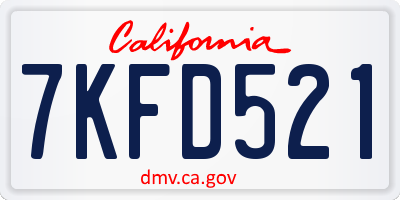 CA license plate 7KFD521