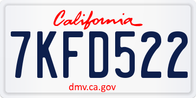 CA license plate 7KFD522