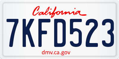 CA license plate 7KFD523
