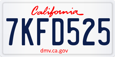 CA license plate 7KFD525