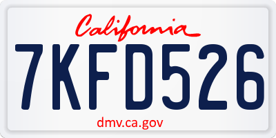 CA license plate 7KFD526
