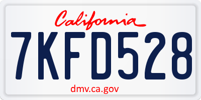 CA license plate 7KFD528