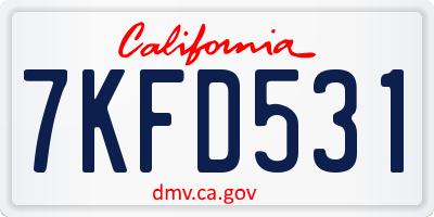 CA license plate 7KFD531