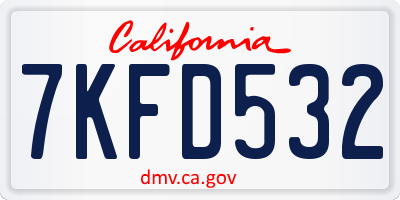 CA license plate 7KFD532