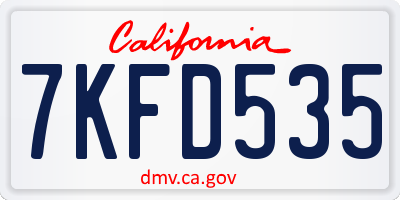 CA license plate 7KFD535