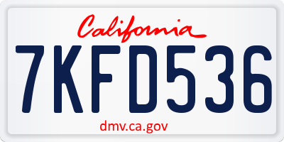 CA license plate 7KFD536