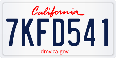 CA license plate 7KFD541