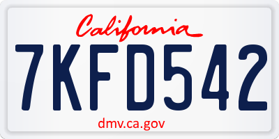 CA license plate 7KFD542