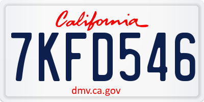 CA license plate 7KFD546