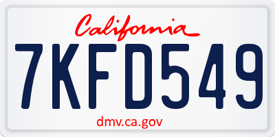CA license plate 7KFD549