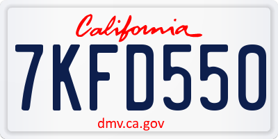 CA license plate 7KFD550