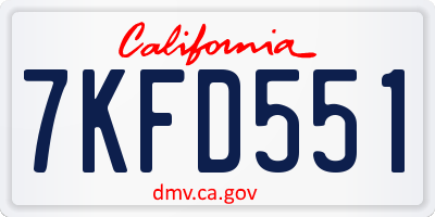 CA license plate 7KFD551