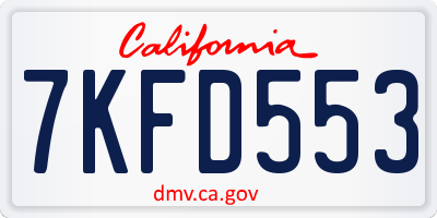 CA license plate 7KFD553