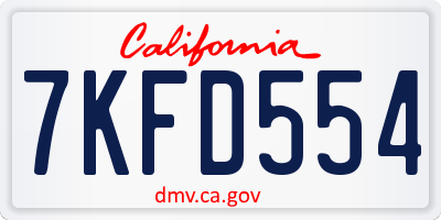 CA license plate 7KFD554