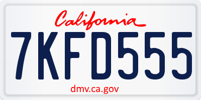 CA license plate 7KFD555