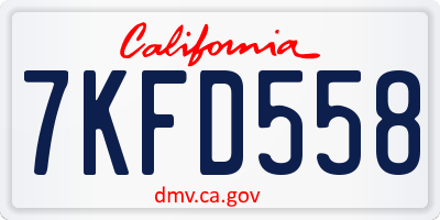 CA license plate 7KFD558