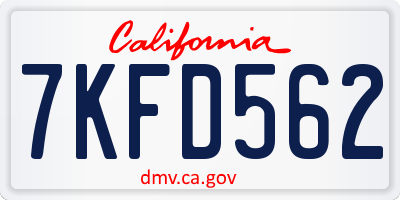 CA license plate 7KFD562