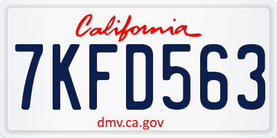 CA license plate 7KFD563