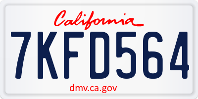CA license plate 7KFD564