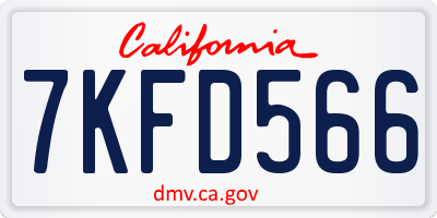 CA license plate 7KFD566