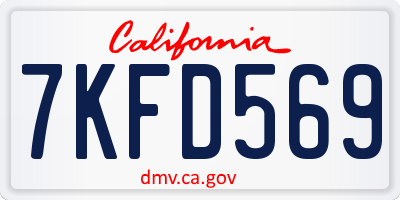 CA license plate 7KFD569