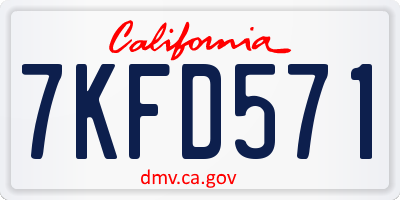CA license plate 7KFD571