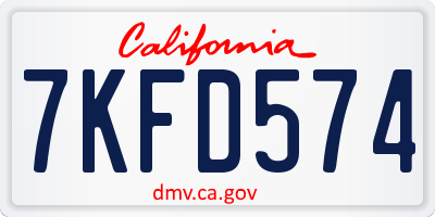 CA license plate 7KFD574