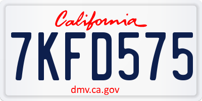 CA license plate 7KFD575