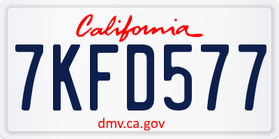 CA license plate 7KFD577