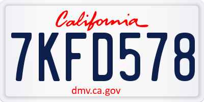 CA license plate 7KFD578