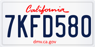 CA license plate 7KFD580