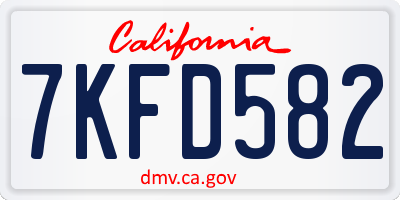 CA license plate 7KFD582