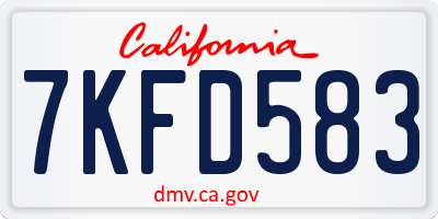CA license plate 7KFD583