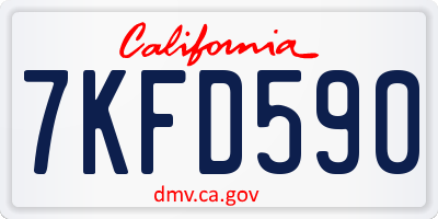 CA license plate 7KFD590