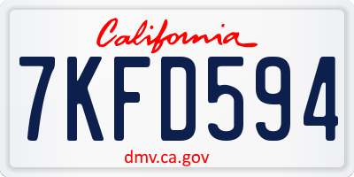 CA license plate 7KFD594