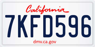 CA license plate 7KFD596
