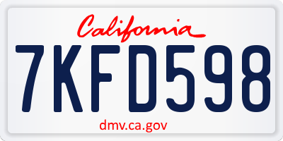 CA license plate 7KFD598