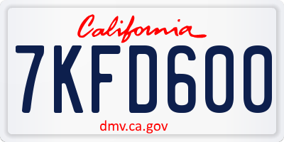 CA license plate 7KFD600