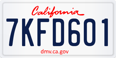 CA license plate 7KFD601