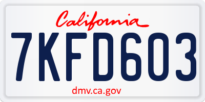 CA license plate 7KFD603